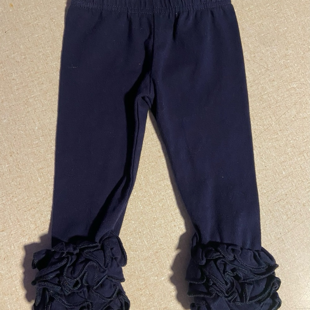 Navy Ruffle Kids Leggings